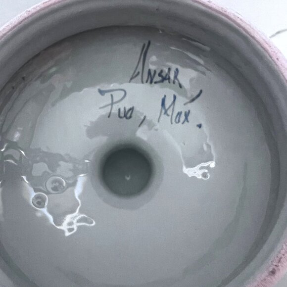 Ceramic 7" Jar Canister Lid Floral Geometric Pink/Blue/White Artisan Talavara - Picture 4 of 8